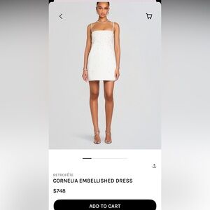 Retrofete White Embellished Mini Dress